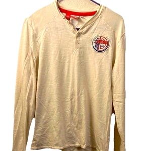 Puma Cream and Red Long Sleeve Tee with Henley Collar